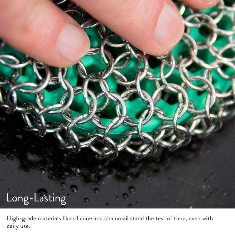 Greater Goods Chainmail Scrubber | Clean the Cast Iron Like a Pro without Losing Seasoning | Dishwasher Safe and Easy on the Hands | Designed in St. Louis