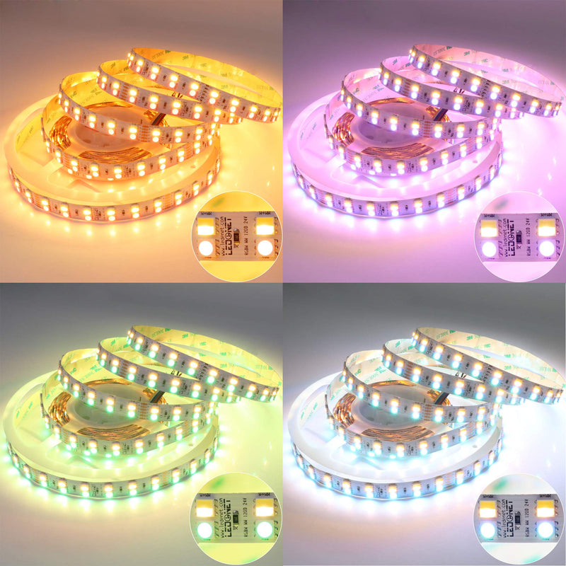 [AUSTRALIA] - LEDENET Double Row 24V RGBCCT Flexible LED Strip Lights 600LEDs/spool 5050 RGB CW WW Color Changing and Color Temperature Adjustable RGBW RGBWW LED Tape Lighting Non-Waterproof 16.4ft Long 