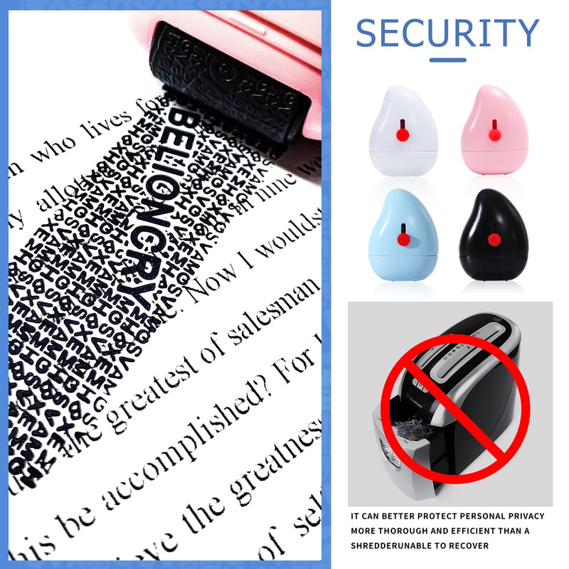 Belioncry Identity Theft Protection Roller Stamp 2.0 Generation with Ceramic Box Opener ID Police Block Address and Protect Your Privacy Information Self-Inking Roller Stamp Black Normal+3 Refills