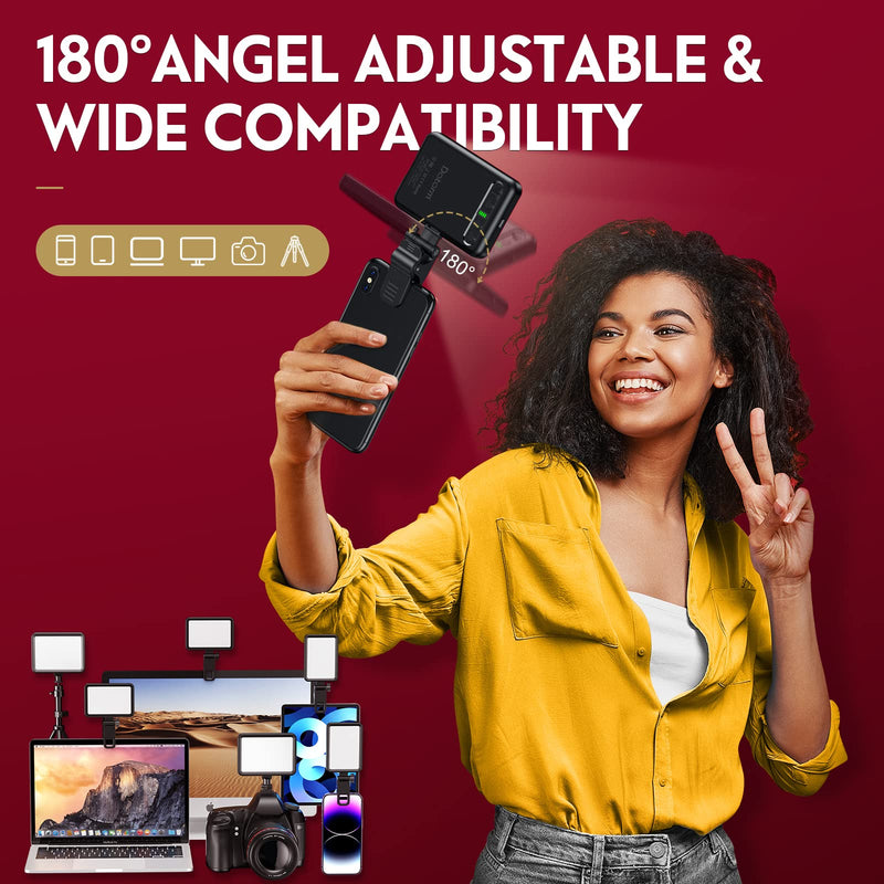 Rechargeable Soft Selfie Light for Phone, Camera, Laptop, 3000mAh Portable LED Light for Pictures, Phone Light Clip for Selfie, Vlog, TikTok, Makeup, Video Conference Black