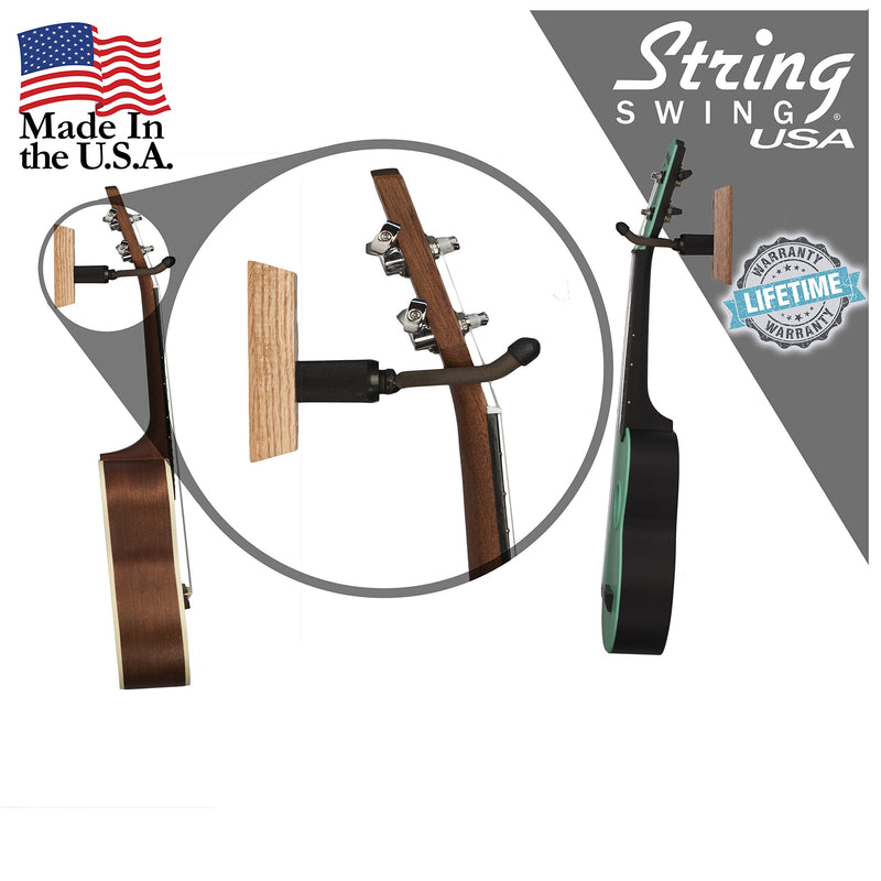 [AUSTRALIA] - String Swing Ukulele Wall Mount Stand for Mandolin Ukele – Concert Pineapple Soprano Tenor and Baritone Compatible – Case Alternative Kit for Home or Studio - Oak Selected Set (2 Pack) 