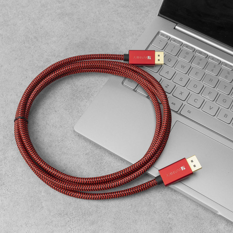 DisplayPort Cable 6.6ft/Red, iVANKY DP Cable, [4K@60Hz, 2K@165Hz, 2K@144Hz], Nylon Braided High Speed DisplayPort 1.2 Cable, Compatible with PC, Laptop, TV 6.6 Feet Red