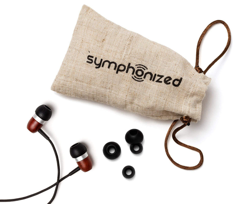 Symphonized GLXY Premium Genuine Wood in-Ear Noise-isolating Headphones with Mic and Nylon Cable (Cherry) Cherry