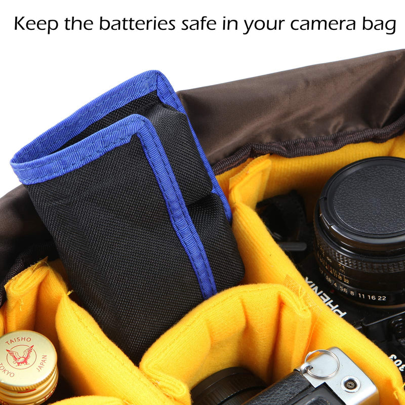 Meking DSLR Camera Battery Holder/Pouch/Case/Bag (4 Pocket) for AA Battery, LP-E6 LP-E8 LP-E10 LP-E12 Battery, EN-EL14 EN-EL15 Battery, NP-FW50 NP-F550 NP-FM500H Battery( 2Pcs ) Blue 2pcs