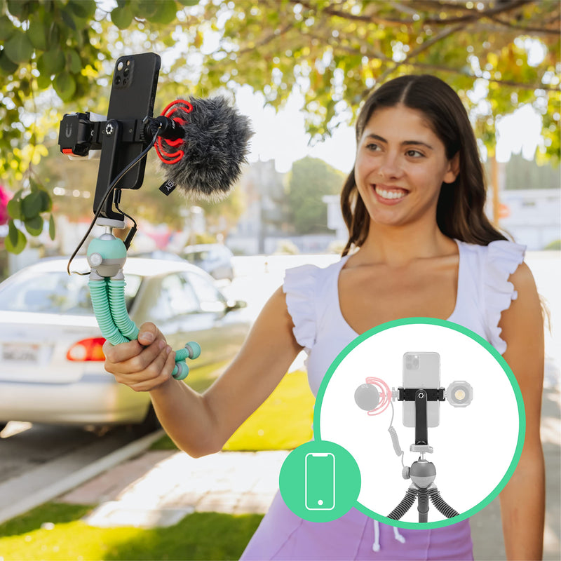 JOBY PodZilla Medium Kit, Flexible Tripod with Ball Head Included and GripTight 360 Phone Mount, for Smartphones and Compact Mirrorless Cameras or Devices up to 1 Kg, Blue Medium Kit Teal