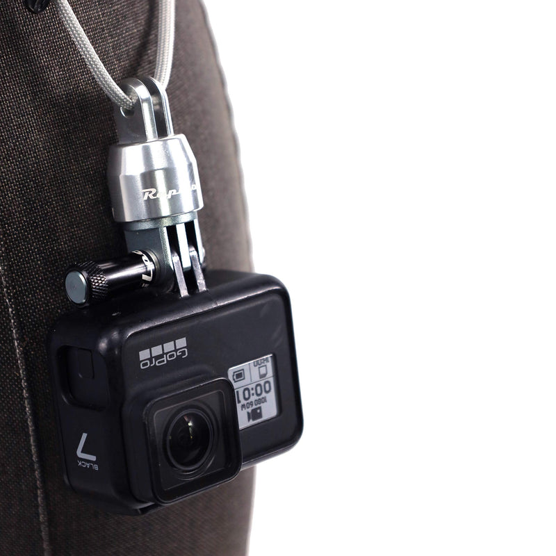 RapiLock Leash Quick Release Neck Strap (Silver) for GoPro Hero 9 8 7 6 5 4 3+ 3 2 1 Mounting Way Devices Such as Sony/Gamin/SJ4000/DJI/osmo Pocket. Includes 1 Adapter, 1 Buckle (Black), and 1 Strap. Silver