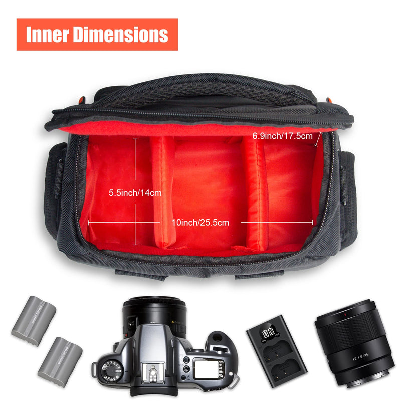 FOSOTO DSLR Camera Shoulder Bag Case Compatible for Canon EOS Rebel T7 T6 4000D 80D 90D 6D Mark II,Nikon D3500 D3400 D5600 D60 D750,Sony SLR and Lenses (Large) Large