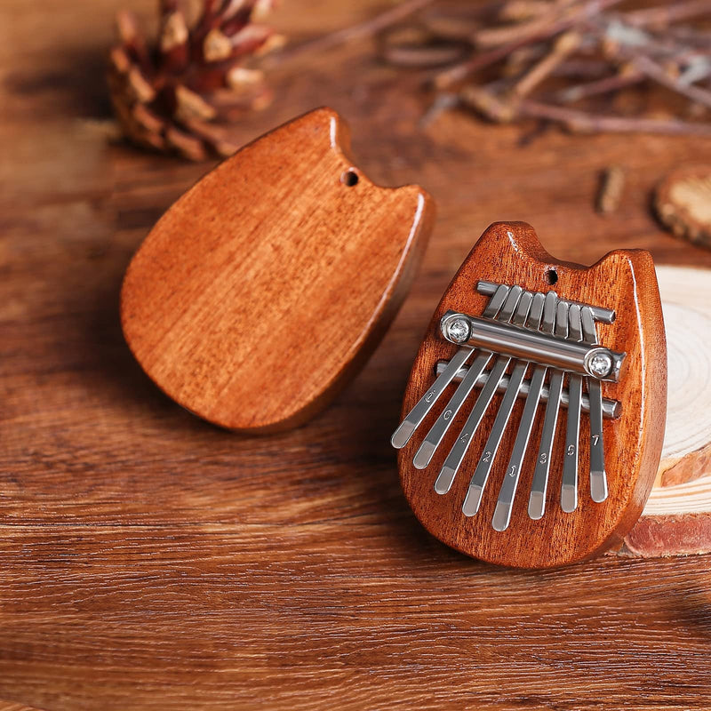 MIFOGE Mini Kalimba Thumb Piano 8Keys Wooden,Exquisite Finger Piano with Lanyard High-Quality Waterproof Protective Box,Musical Instrument,Gift for Toddler Kid Child Valentines Adult Beginners Cat Wooden