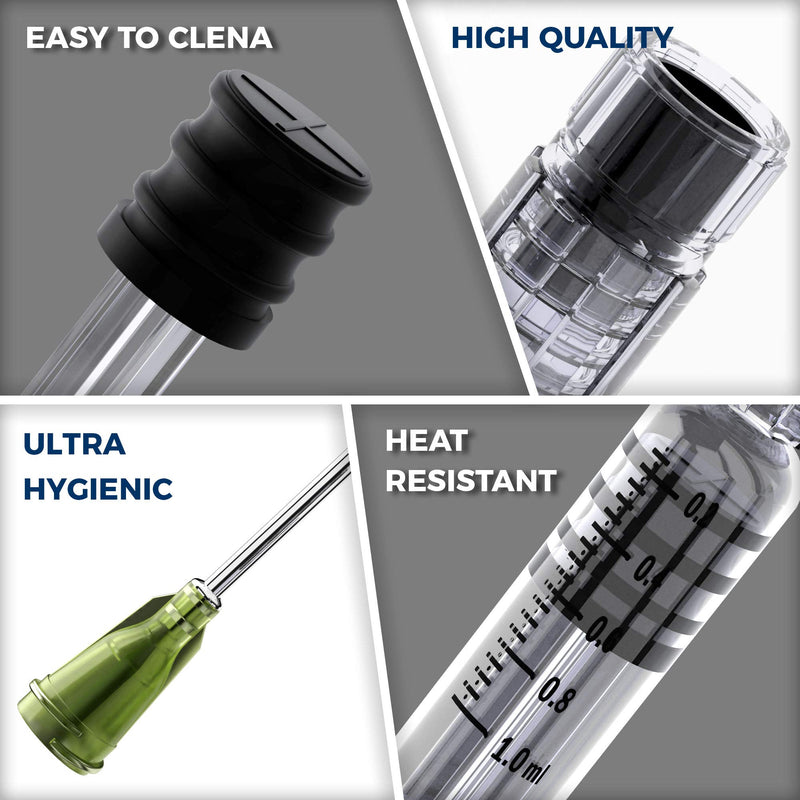 MyMed 10 Pack Borosilicate Glass Luer Lock Syringe 1ml Capacity Reusable Glass Syringes - Use for Arts and Crafts, Thick Liquids, Oils, Vet, Glue, Lab, Ink with 10GA Blunt Tip Pet Safe Needles