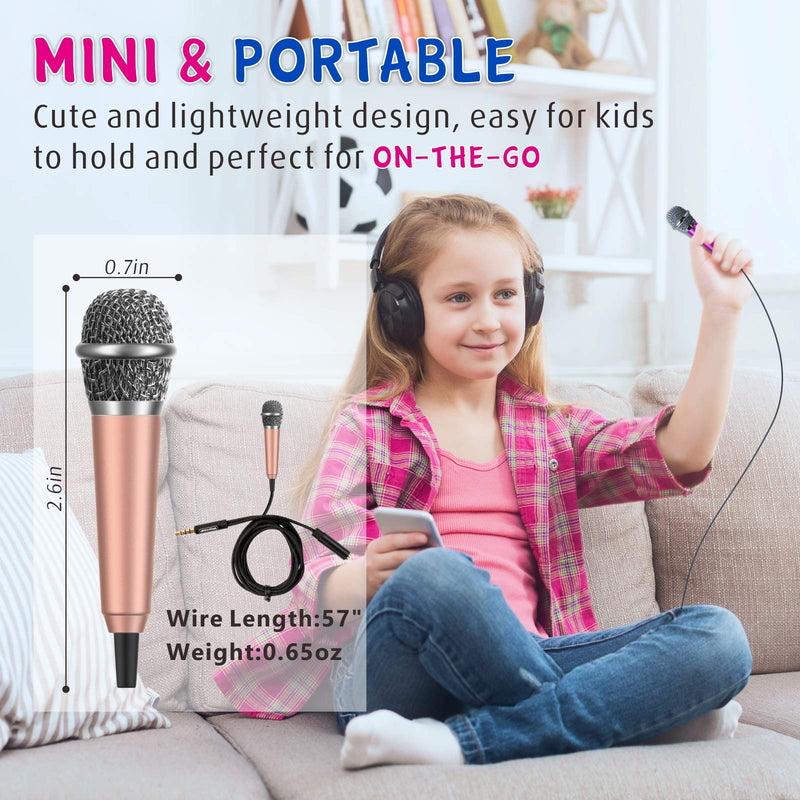 Wootrip [2PCS] Mini Microphone, Mini Karaoke Vocal and Recording Microphone Portable for iPhone ipad Laptop Android-Tiny Microphone Ideal for Kids (Rose Red and Gold) Rose Red and Gold