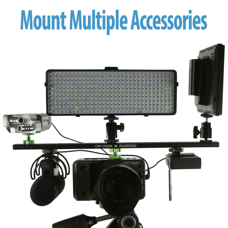 Cam Caddie 16 inch Cold / Hot Shoe Extension - Mount Multiple Accessories LED Lights Microphone + Monitors for Blackmagic Production / PCC and Sony FS700 Style Threaded Mounts (16 inch / 40.64 Centimeter) Green 16-inch