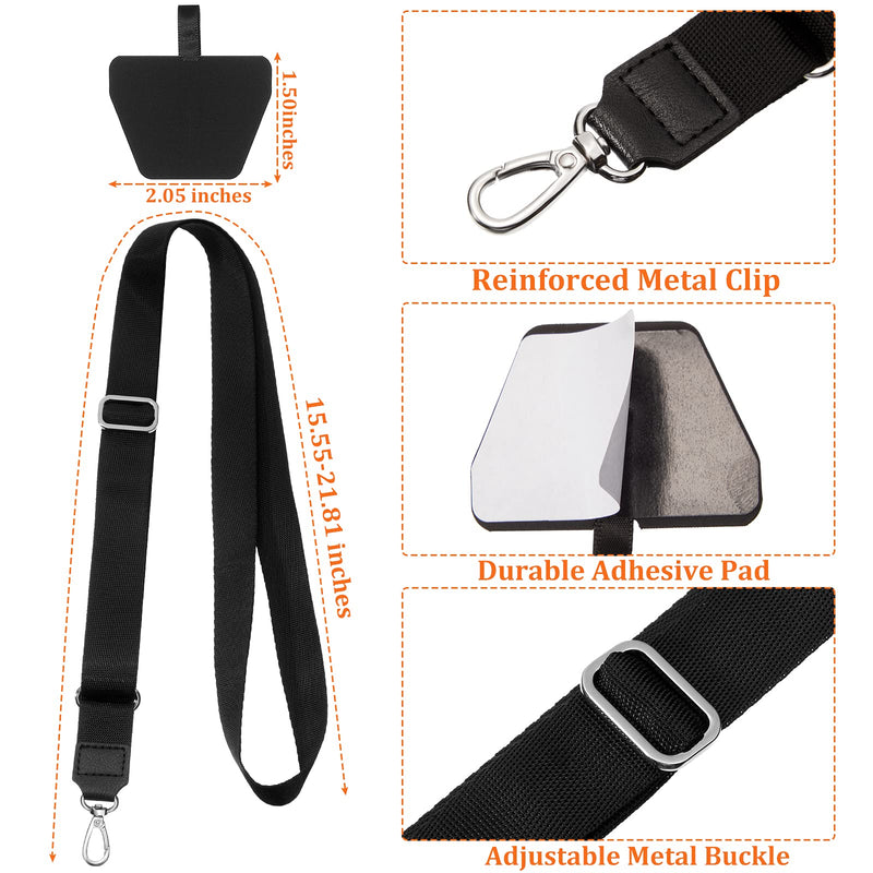 3 Pieces Universal Phone Lanyards, Adjustable Phone Neck Strap with 3 Pads Compatible with Phone Case Key Black