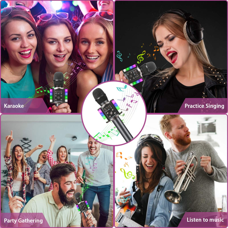 Karaoke Wireless Microphone, GLIME Karaoke Bluetooth Microphone Portable with Gift Box Home KTV Player with Record Function Compatible with Android & iOS for Kids Adult Gift BLACK