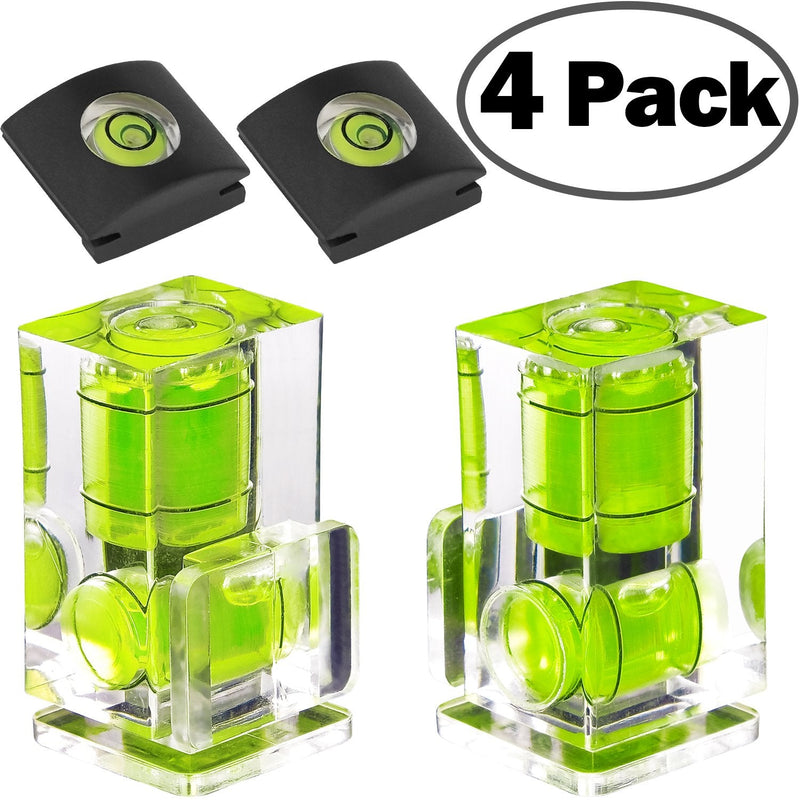 Hot Shoe Level, 4Pack ChromLives Hot Shoe Bubble Level Camera Hot Shoe Cover 2 Axis Bubble Spirit Level Compatible with DSLR Film Camera Canon Nikon Olympus,Combo Pack - 2 Axis and 1 Axis 2 Axis & 1 Axis