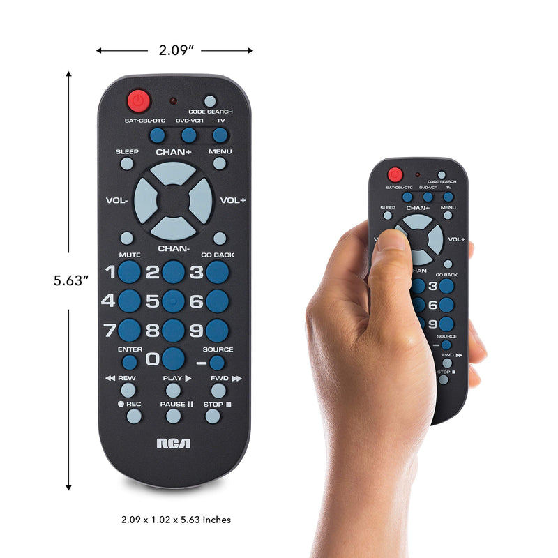 RCA RCR503BE 3-Device Palm-Sized Universal Remote