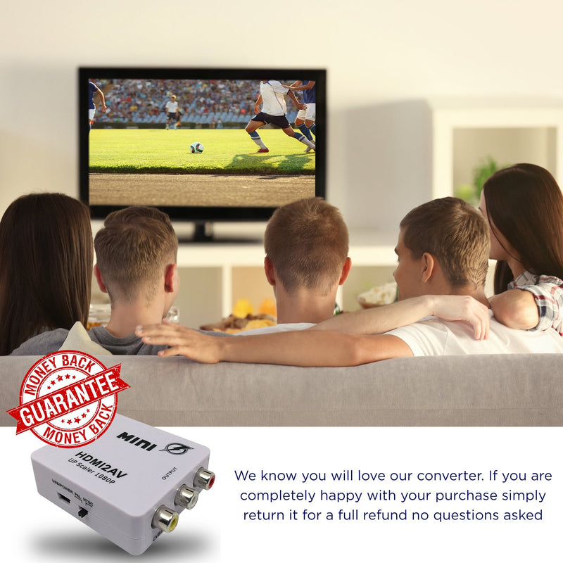 1080P HDMI to AV 3RCA CVBs Composite Video Audio Converter Adapter Supporting PAL/NTSC with USB Charge Cable for PC Laptop Xbox PS4 PS3 TV STB VHS VCR Camera DVD