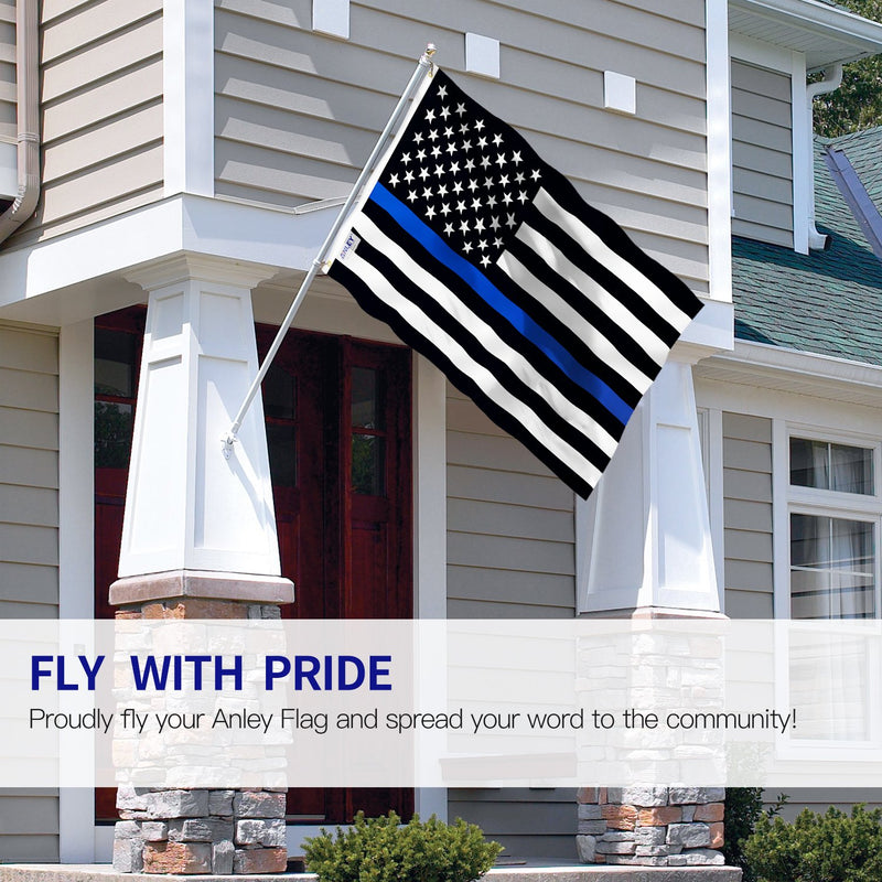 Anley Fly Breeze 3x5 Foot Thin Blue Line USA Flag - Vivid Color and Fade Proof - Canvas Header and Double Stitched - Honoring Law Enforcement Officers Flags Polyester with Brass Grommets 3 X 5 Ft