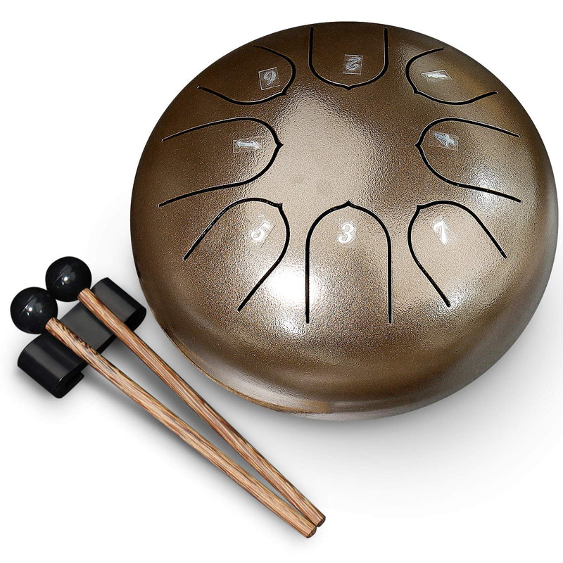 REGIS Alloy Steel Tongue Drum 8 Notes 6 Inches Chakra Tank Drum Steel Percussion Padded Travel Bag and Mallets (6, Maroon)