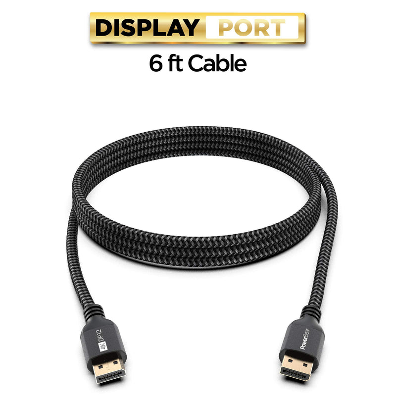 PowerBear 4k Displayport Cable | Ultra HD High Speed Display Port Cable for Gaming Monitor, Laptop, TV & PC | Nylon Braided Display Port 1.2 4K 60Hz, 2K 165Hz, 2K 144Hz (NOT HDMI) (6 Feet) 6 Feet