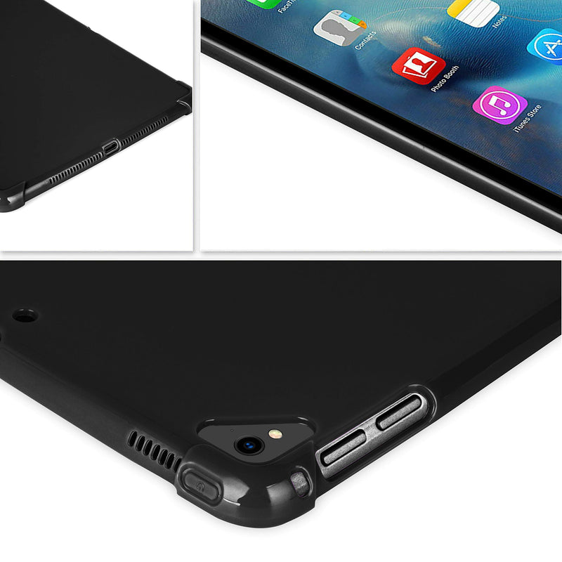 KIQ iPad 9.7 5th 6th Gen Case, TPU Skin Protection Anti Slip Lightweight Cover for Apple iPad 9.7 2017/2018 5th & 6th Generation [Black] TPU Black