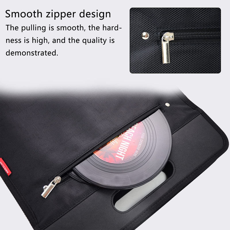 AKOZLIN Vinyl Record Travel Carrying Bag,Holds up to 20 LP Records Durable Vinyl Albums Case for Most 7" 10" 12" LP