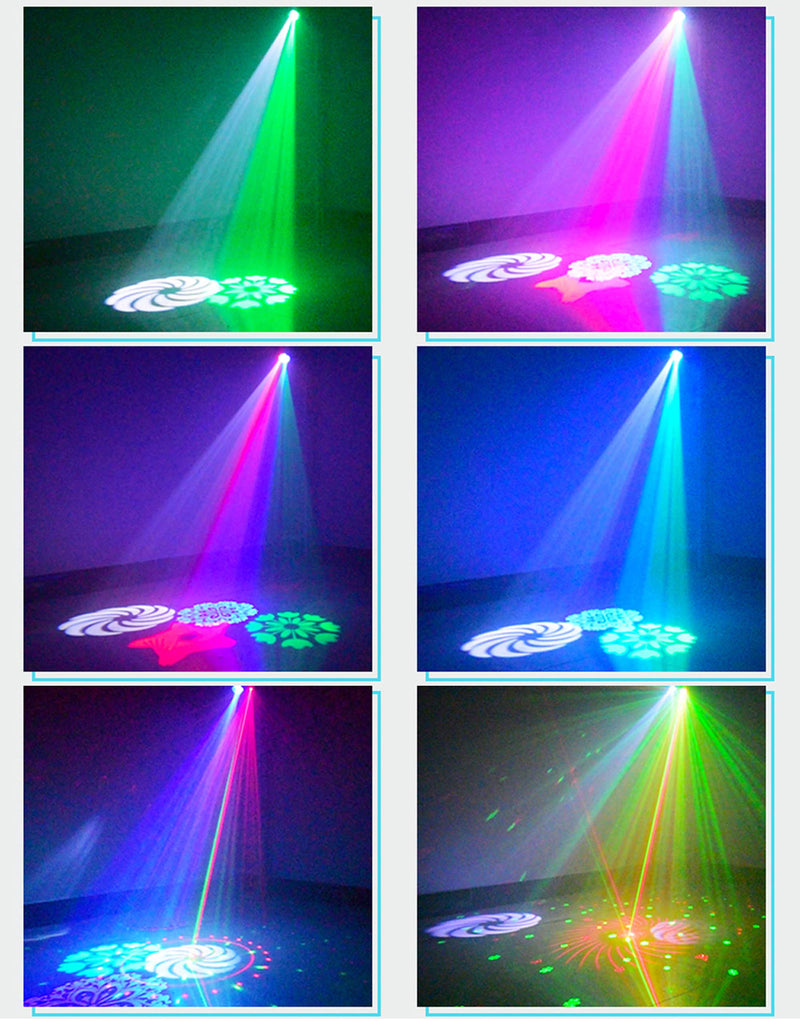 Sumger 52 Patterns Indoor Party Stage Laser Lighting,Sound Activated RG Laser Light and RGBW LED Projector Effect Lights with Remote Control for Bedroom DJ Disco Dance Bar Pub Church Xmas Halloween