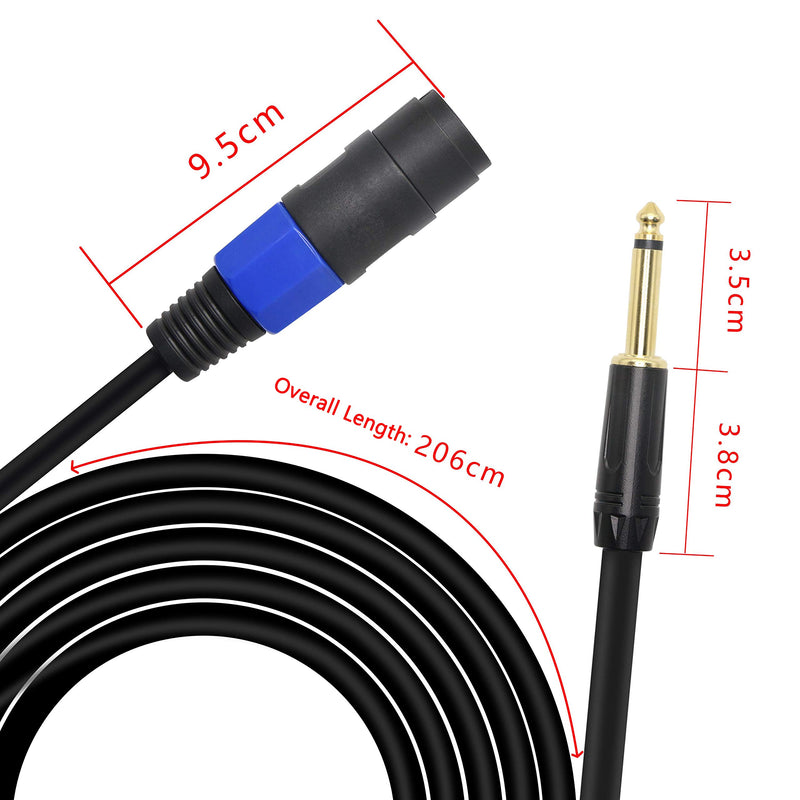 [AUSTRALIA] - Speakon to 1/4" Mono Speaker Cable, 6.35mm TS Plug to Speakon Female Speaker Wire 14 Gauge Audio Amplifier Connection Cord for DJ/PA Speaker Cord with Twist Lock -2M (Speakon Female to TS) 