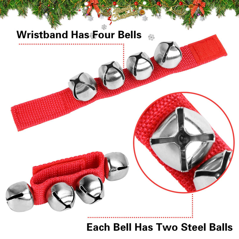 10PCS Christmas Wrist Band Jingle Bells, Musical Instruments for Christmas Party Favors (Red and Green)