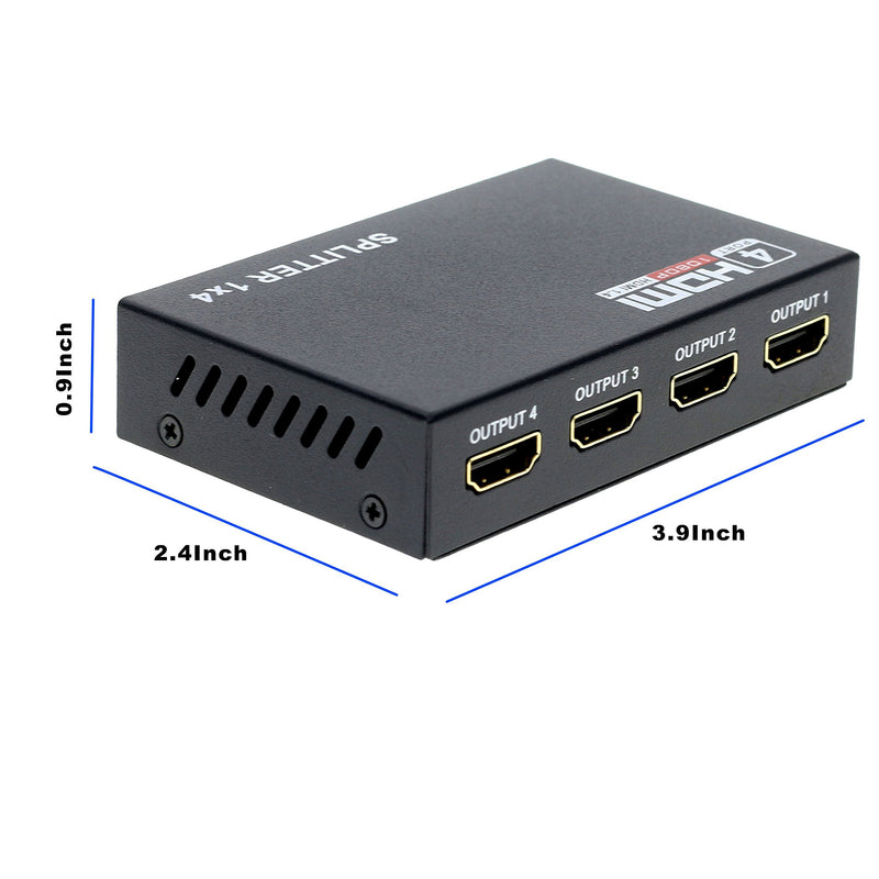 [AUSTRALIA] - Optimal Shop HDMI Splitter 1 in 4 Out 4 Port 1x4 Full HD 1080P HDMI 1.4 Splitter with Switcher Converter Support 3D 2K 4K Digital Audio Format 