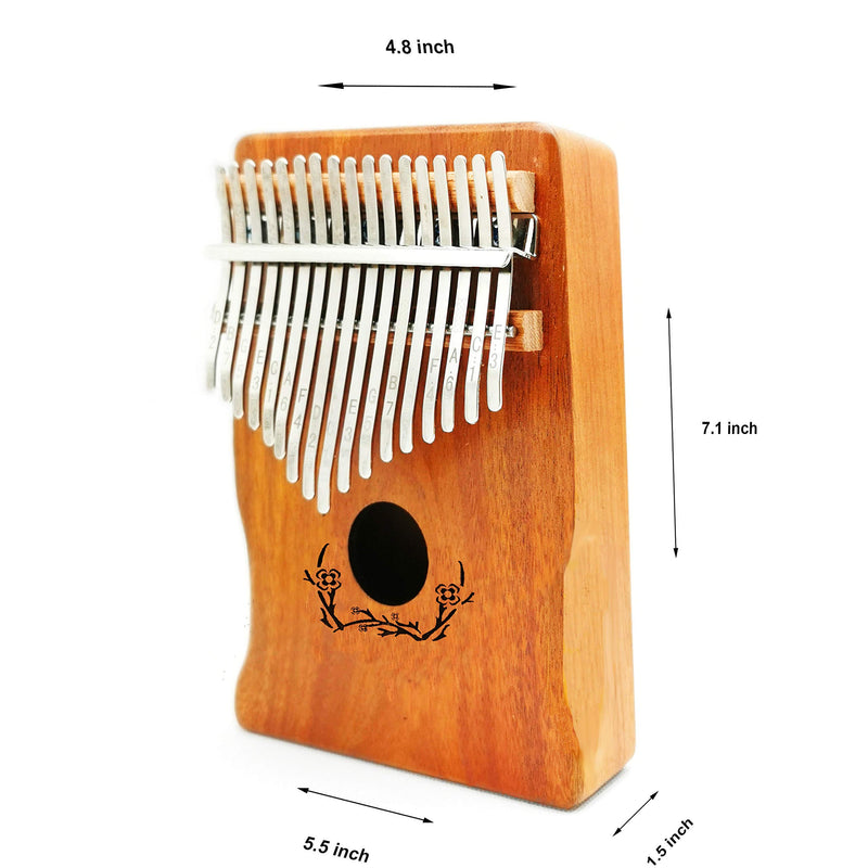 Kalimba 17 Keys Thumb Piano,Portable Mbira Pianos Musical Instruments Set with Music Book,Tune Hammer,Flannelette Bag and Piano Bag,Music Gift for Kids and Adults Beginners