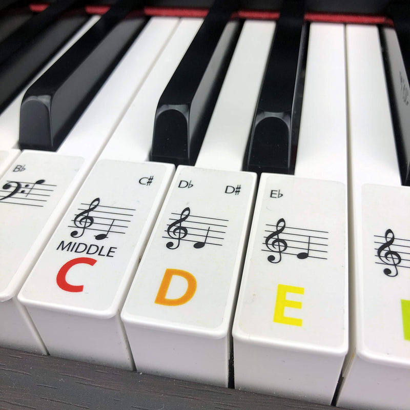 Piano/keyboard stickers for up to 88 keys Multi Coloured to help learn PIANO