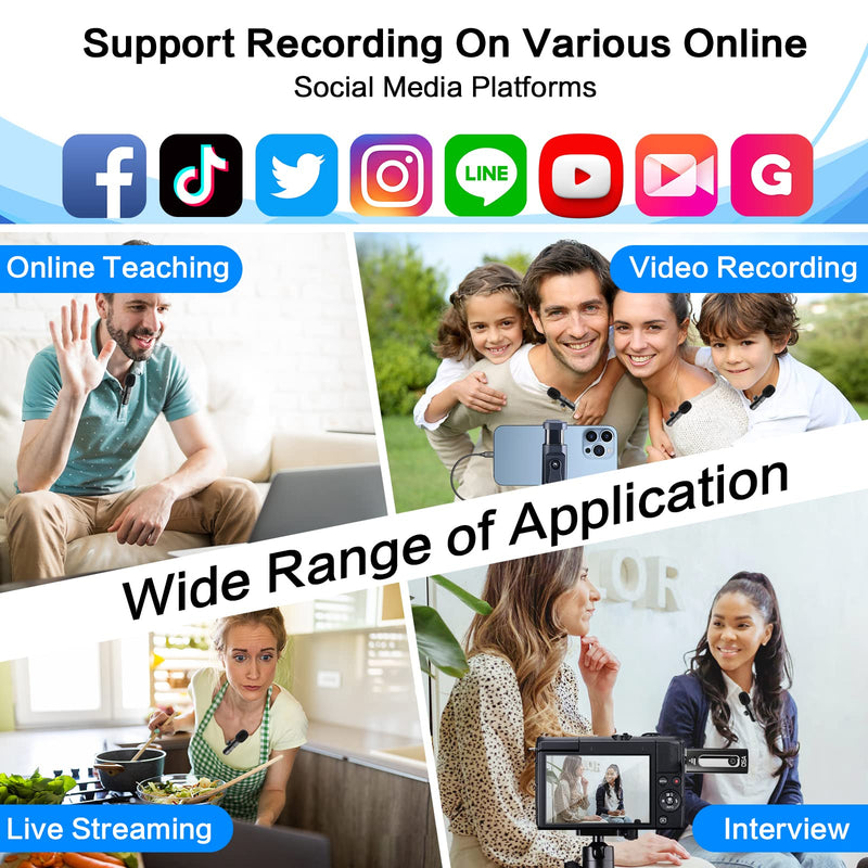 OSA Wireless Lavalier Microphone, wireless Microphone for iPhone, Android Phone, Camera, Clip-on Plug & Play Auto-sync and Noise Reduction for Video Recording, Interview