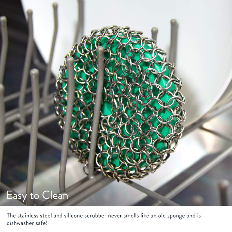 Greater Goods Chainmail Scrubber | Clean the Cast Iron Like a Pro without Losing Seasoning | Dishwasher Safe and Easy on the Hands | Designed in St. Louis