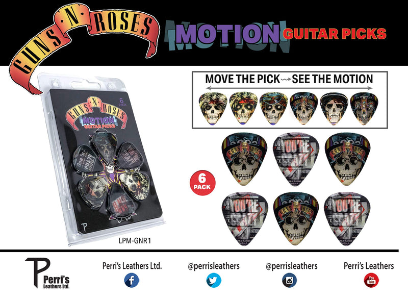 Perri's Leathers Ltd. LPM-GNR1 - Motion Guitar Picks - Guns N' Roses - Appetite for Destruction - Official Licensed Product - 6 Pack - MADE in CANADA.