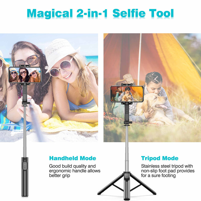 [AUSTRALIA] - Selfie Stick, Extendable Selfie Stick Tripod with Wireless Remote, Portable Phone Tripod Stand for Group Selfie/Live Streaming/Video Recording Compatible with All Cellphone, Compact Size & Lightweight 