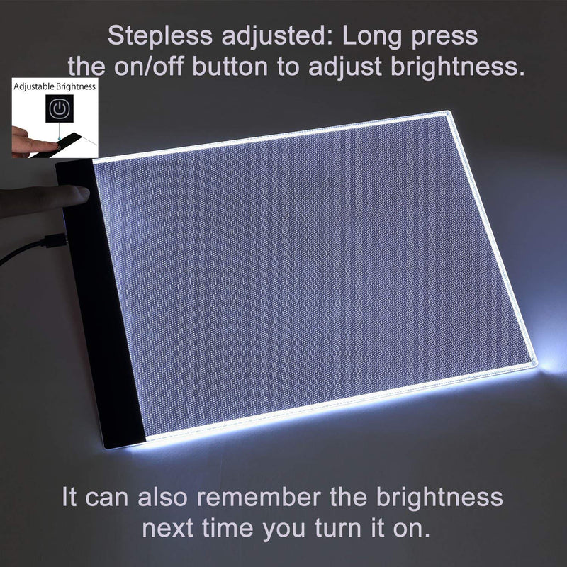 A4 Size Ultra-Thin Portable Tracer LED Artcraft Tracing Pad Light Box w Adjustable Dimmable Brightness Copy Board for Artists, Tattoo Drawing, Streaming, Sketching (LED pad a4 + a4 Paper 250pcs) LED pad a4 + a4 paper 250pcs