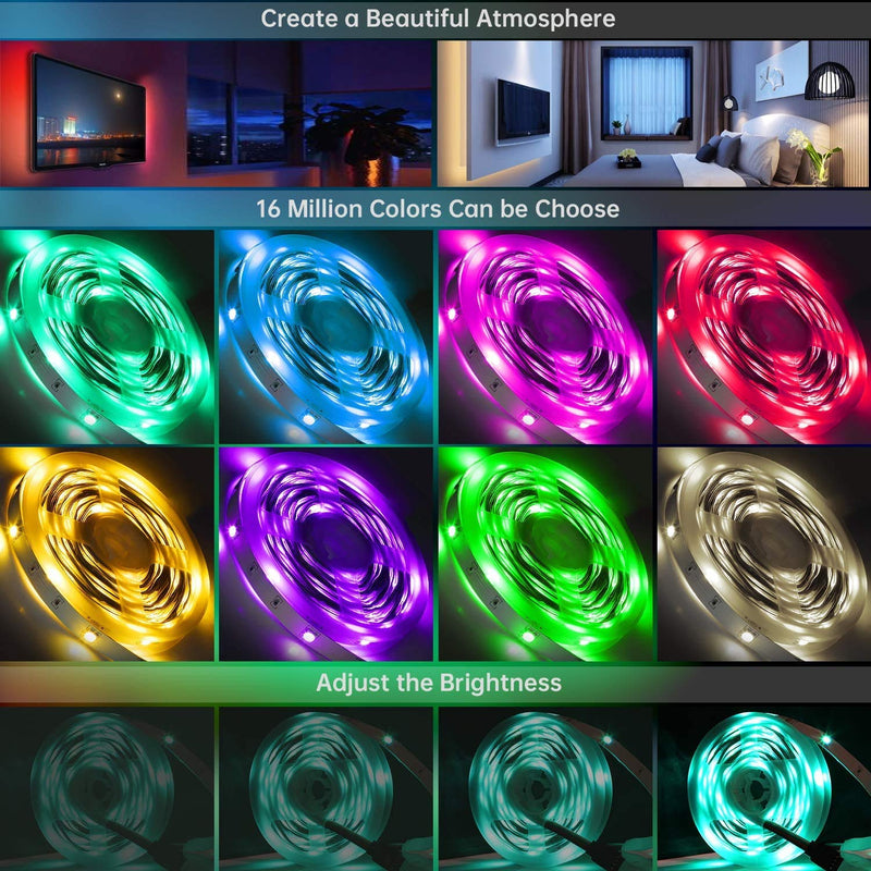 [AUSTRALIA] - CKTZK LED Strip Lights 65.6FT Ultra-Long RGB Light Music Sync Color Changing Rope Lights 24-Key Remote App Control Tape Light 5050 RGB LEDs Light Timing Lighting for Bedroom Kitchen TV Party 