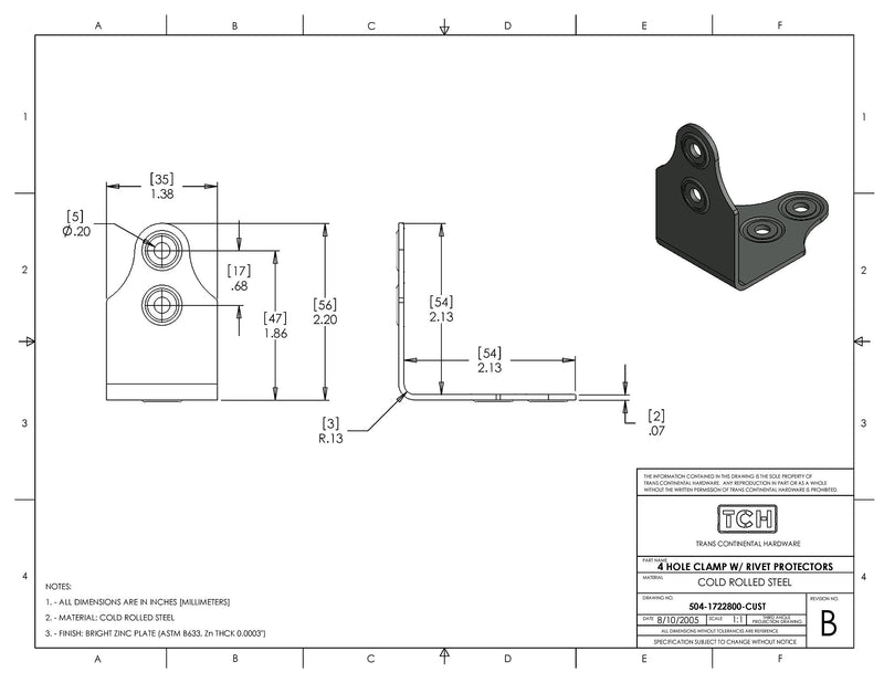 [AUSTRALIA] - TCH Hardware 8 Pack Steel Corner Bracket - Case Clamp Brace Rivet Screw Protector - Road Flight Case Trunk Extrusion 