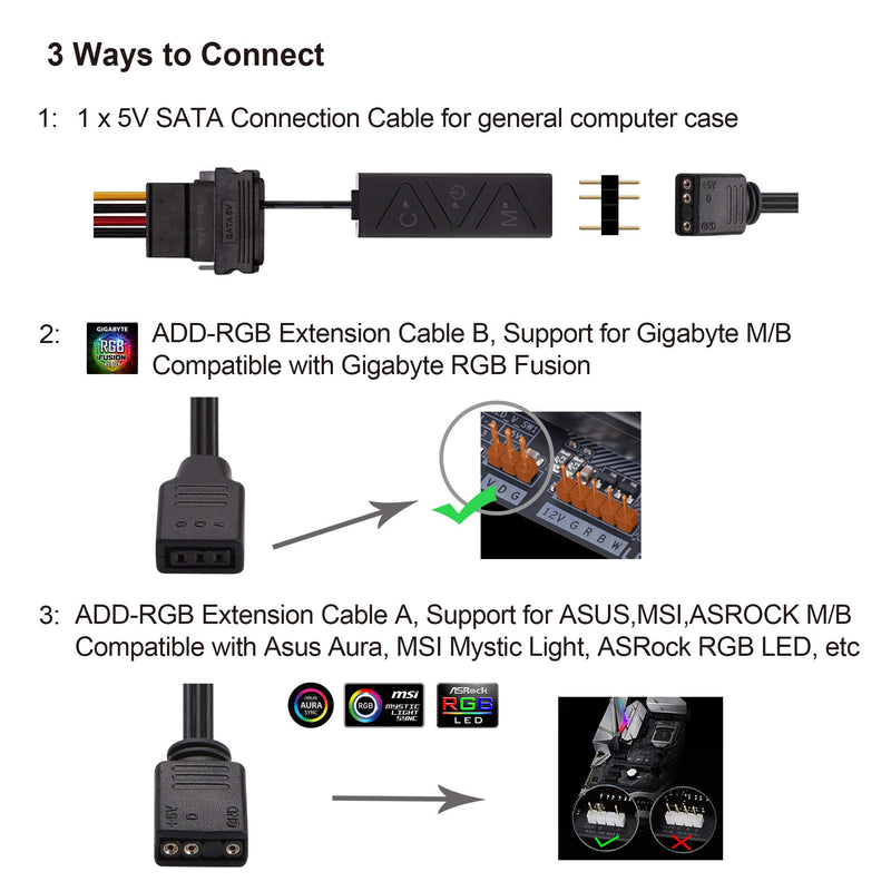 [AUSTRALIA] - PC Addressable RGB LED Strip Lights Kit - Magnetic Rainbow PC Case Lighting, 2PCS 42LEDs ARGB Strip for 5V 3pin RGB Header Motherboard Asus Aura, Asrock RGB Led, Gigabyte RGB Fusion, MSI Mystic Light 