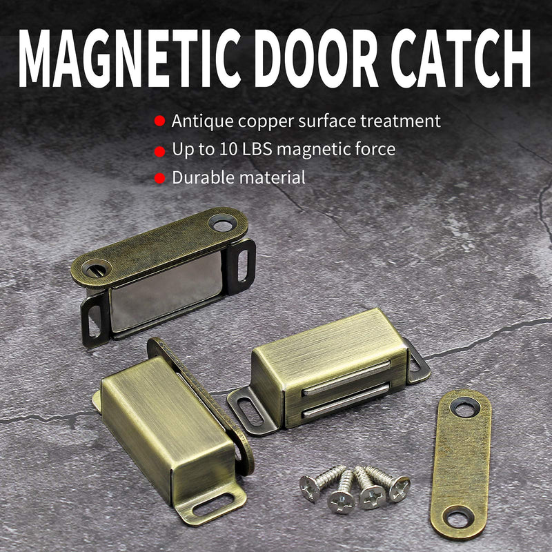 Jiozermi 8 Pack Magnetic Door Catch, Heavy Duty Magnetic Cabinet, Stainless Steel Magnet Latch for Cabinets Shutter, Closet & Furniture Door, Furniture Latch 10 lbs, Bronze 8 Pack, Metal