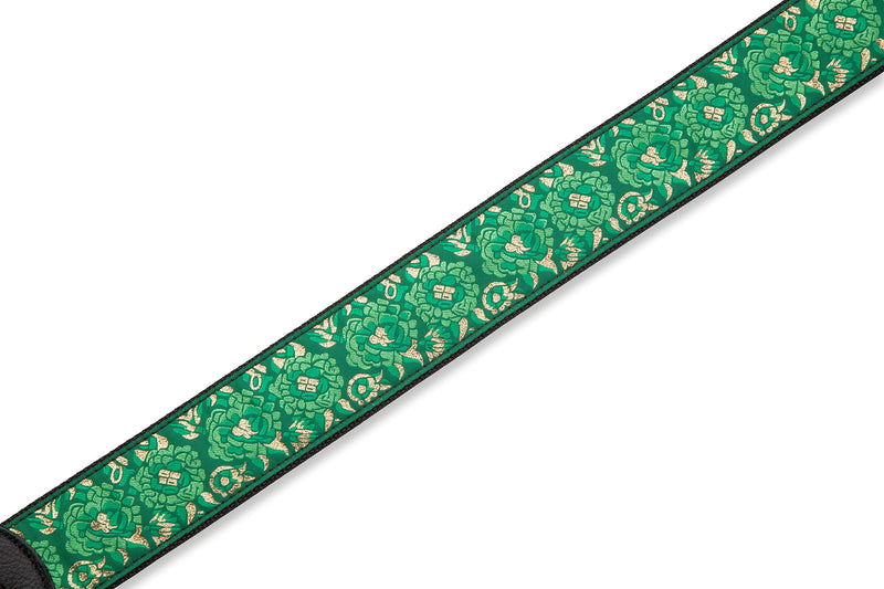 Levy's Leathers M8AS-GRN Asian Print Jacquard Weave Guitar Strap, Green