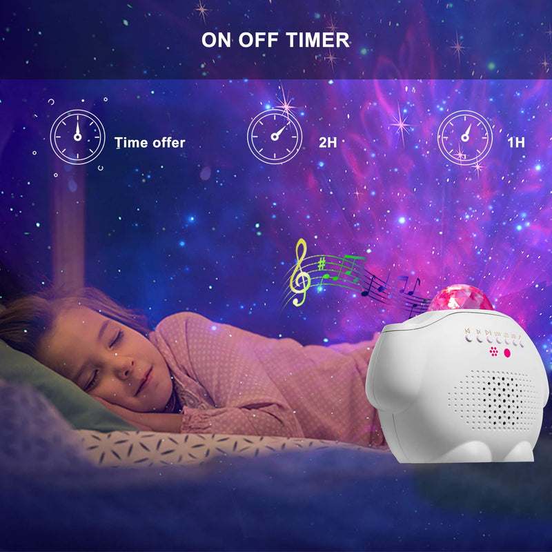 [AUSTRALIA] - Elecstars Star Projector, Night Light with HiFi Bluetooth Speaker, Remote Control Bedside Lamp, Adjustable Lightness, Ideal Gift for Kids, Friends, Living Room Music Player, Decor. White 