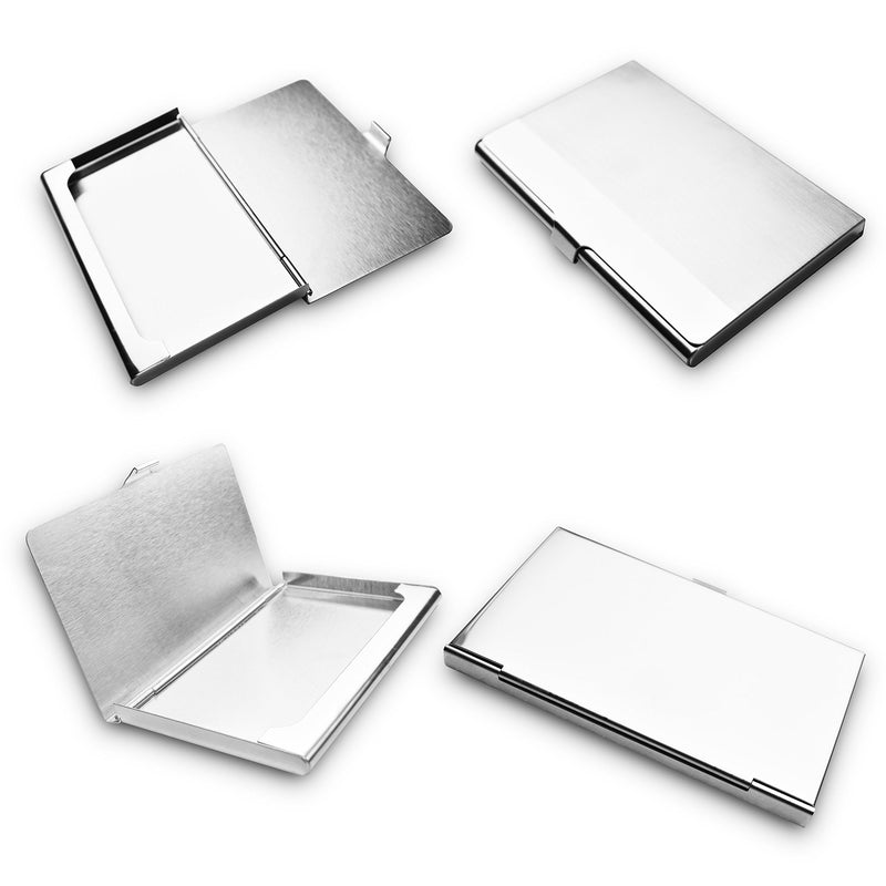 homEdge Super Light Stainless Steel Business Card Holder, Slim Professional 2 Packs Card Case for Traveling and Business Stainless Steel 2 Packs