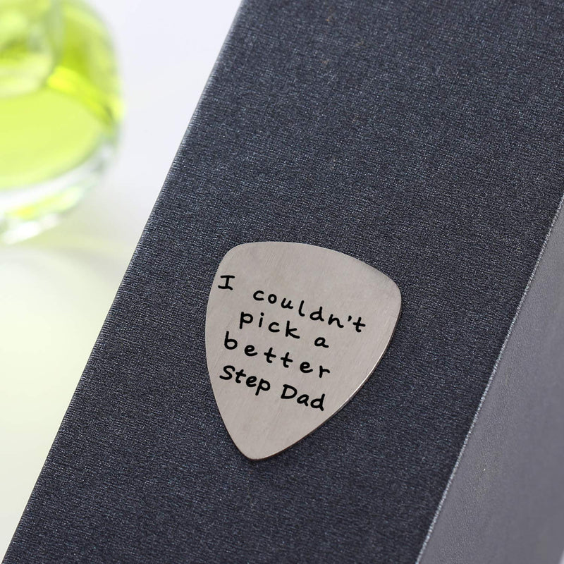 I Couldn’t Pick A Better Step Dad Stainless Steel Guitar Picks Gift for Stepdad Papa Stepfather