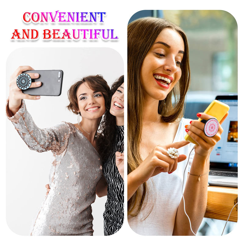 9 Pieces Phone Grip Holder Colorful Collapsible Phone Holder Self-Adhesive Sublimation Phone Holders for Smartphone and Tablets (Mandala Flower) Mandala Flower