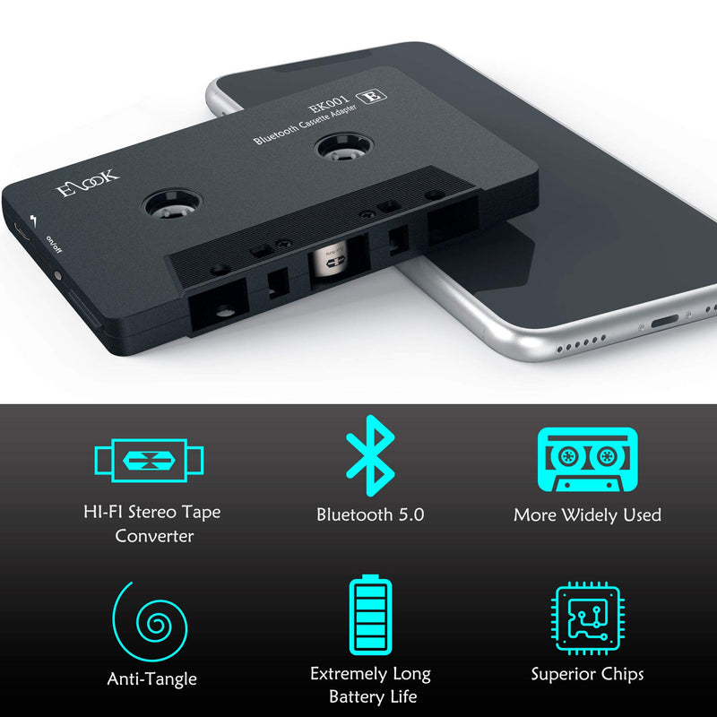 RIIMUHIR Car Audio Receiver, Bluetooth Cassette Receiver Tape Aux Adapter Player with Bluetooth 5.0
