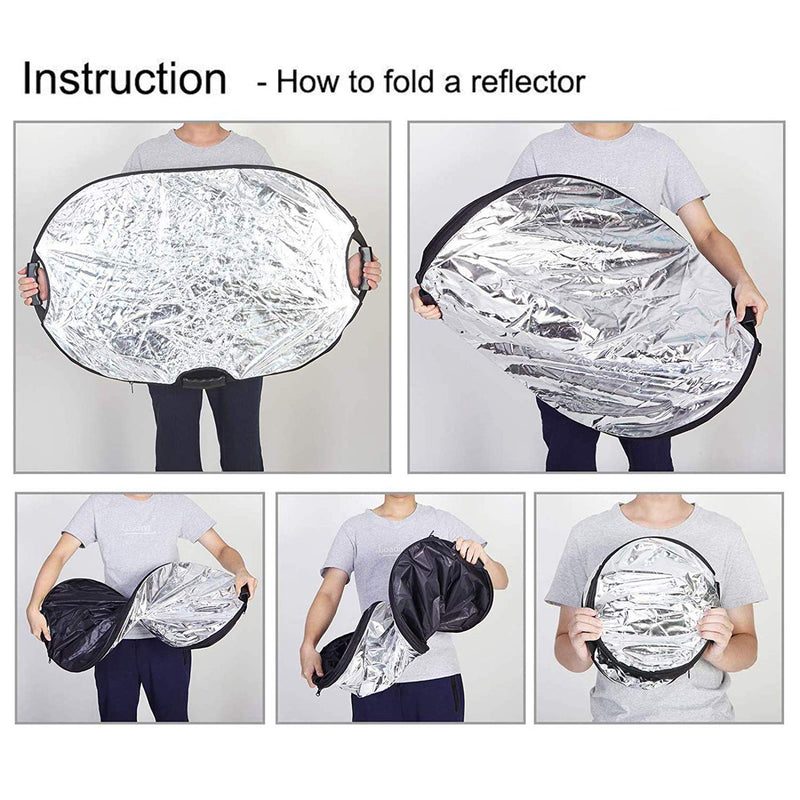 Selens 5-in-1 24x36 inch Oval Reflector with Handle for Photography Photo Studio Lighting & Outdoor Lighting 24 x 36 Inch