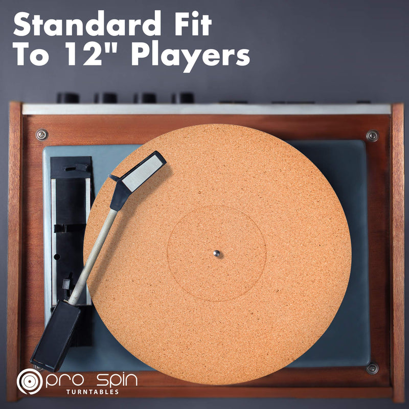 Cork Turntable Mat by PRO SPIN for Vinyl LP Record Players (3mm) High-Fidelity Audiophile Acoustic Sound Support | Help Reduce Noise Due to Static and Dust Cork