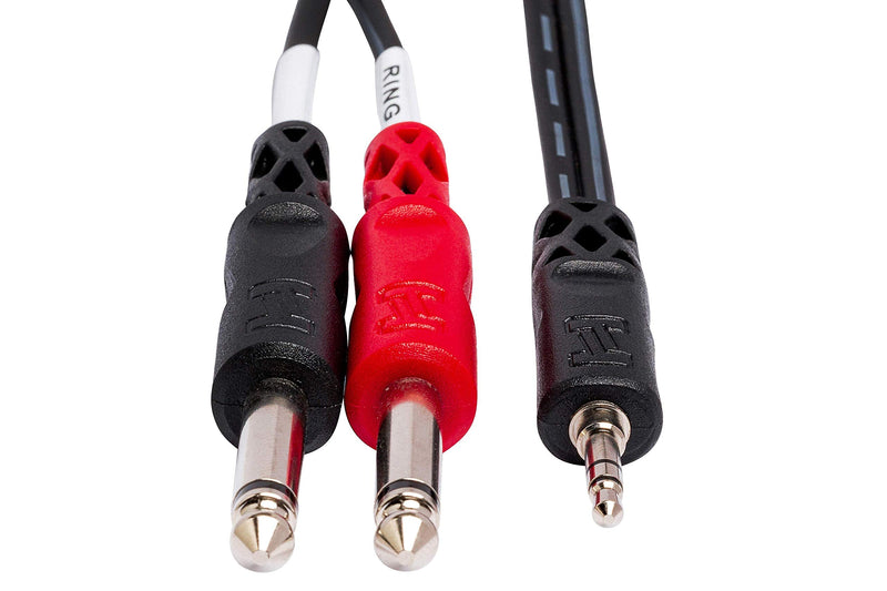 Hosa CMP-153 3.5 mm TRS to Dual 1/4" TS Stereo Breakout Cable, 3 Feet 1-Pack