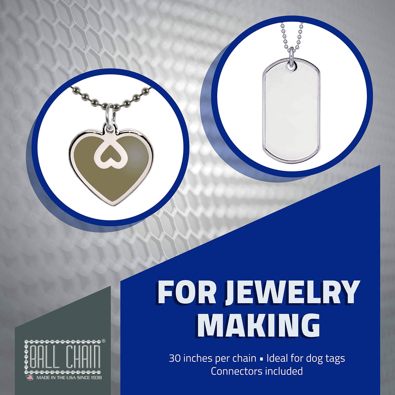 [AUSTRALIA] - Ball Chain 30 inches Number 3 Aluminum Ball Chain Necklace 100 Count | 2.4 mm in Diameter | Rust and Corrosion Resistant 27 Inches 